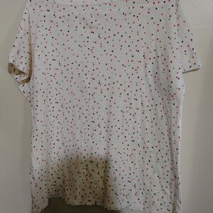 Talbots White Tee with Red and Black Dots